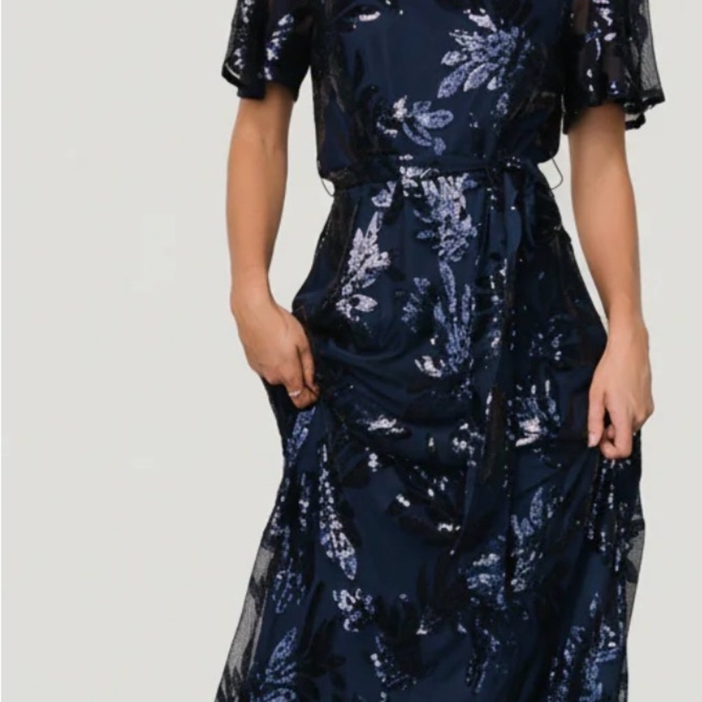 Baltic Born Navy Floral Sequin Maxi Dress